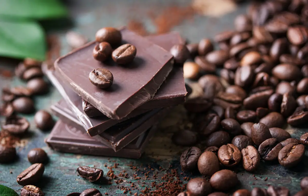 chocolate e grãos de café